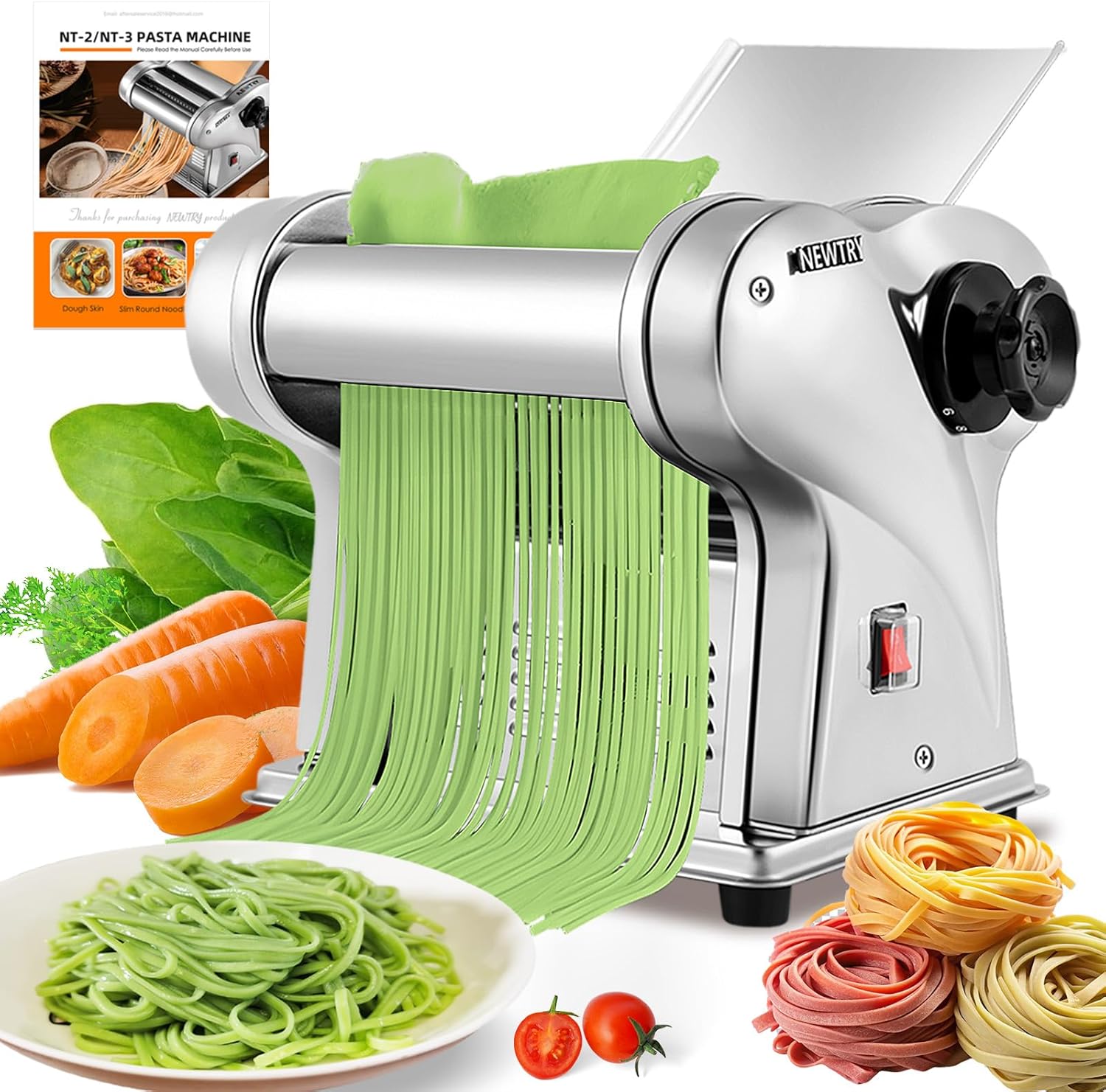 NEWTRY Electric Pasta Maker: Adjustable Thickness for Perfect Pasta!