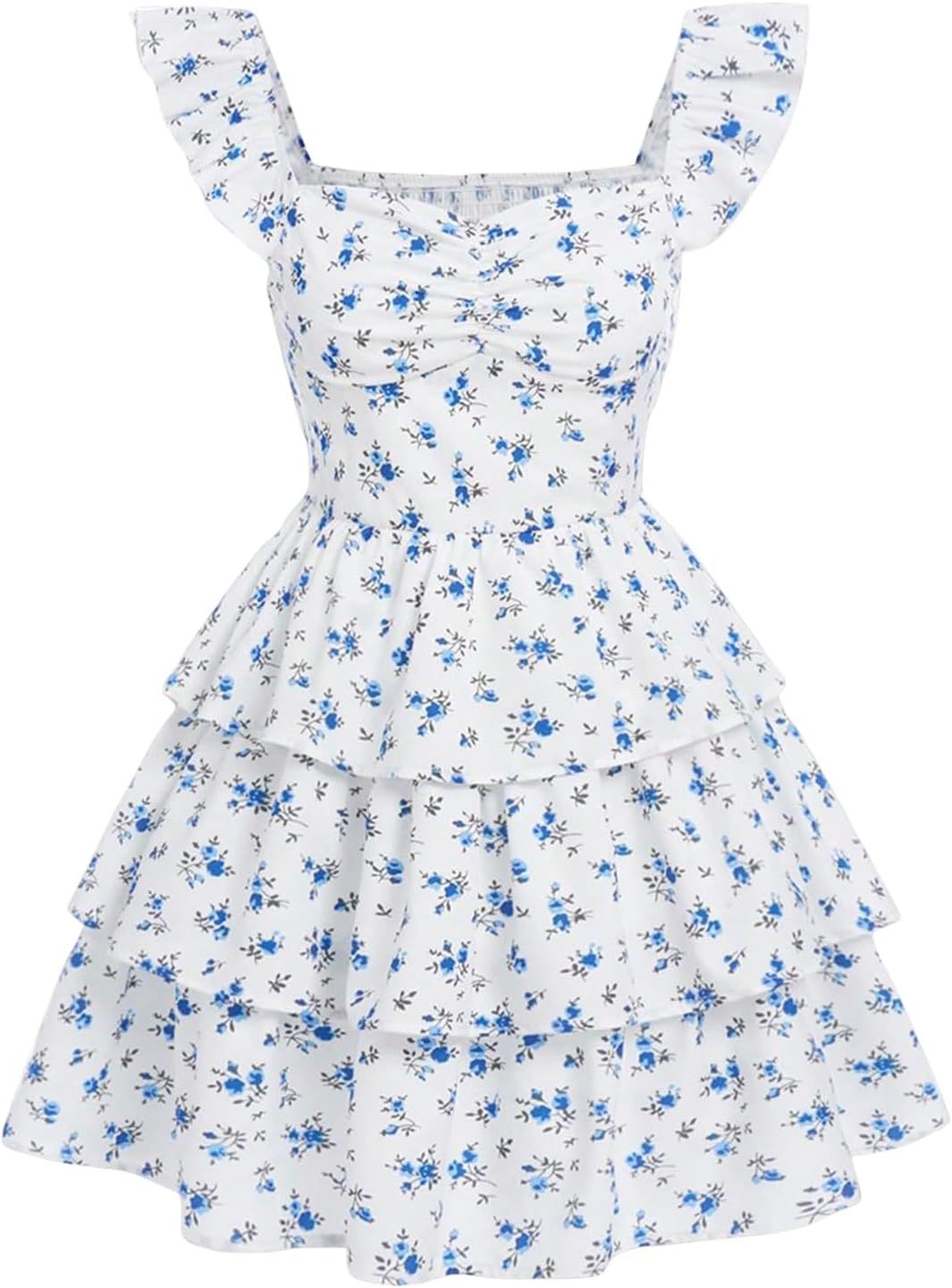 Girl's Floral Summer Dress with Ruffle and Shirred Waist