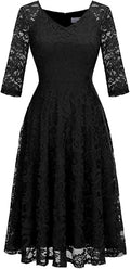 Long-Sleeve A-Line Lace Bridesmaid Dress Midi - Elegant Floral Lace