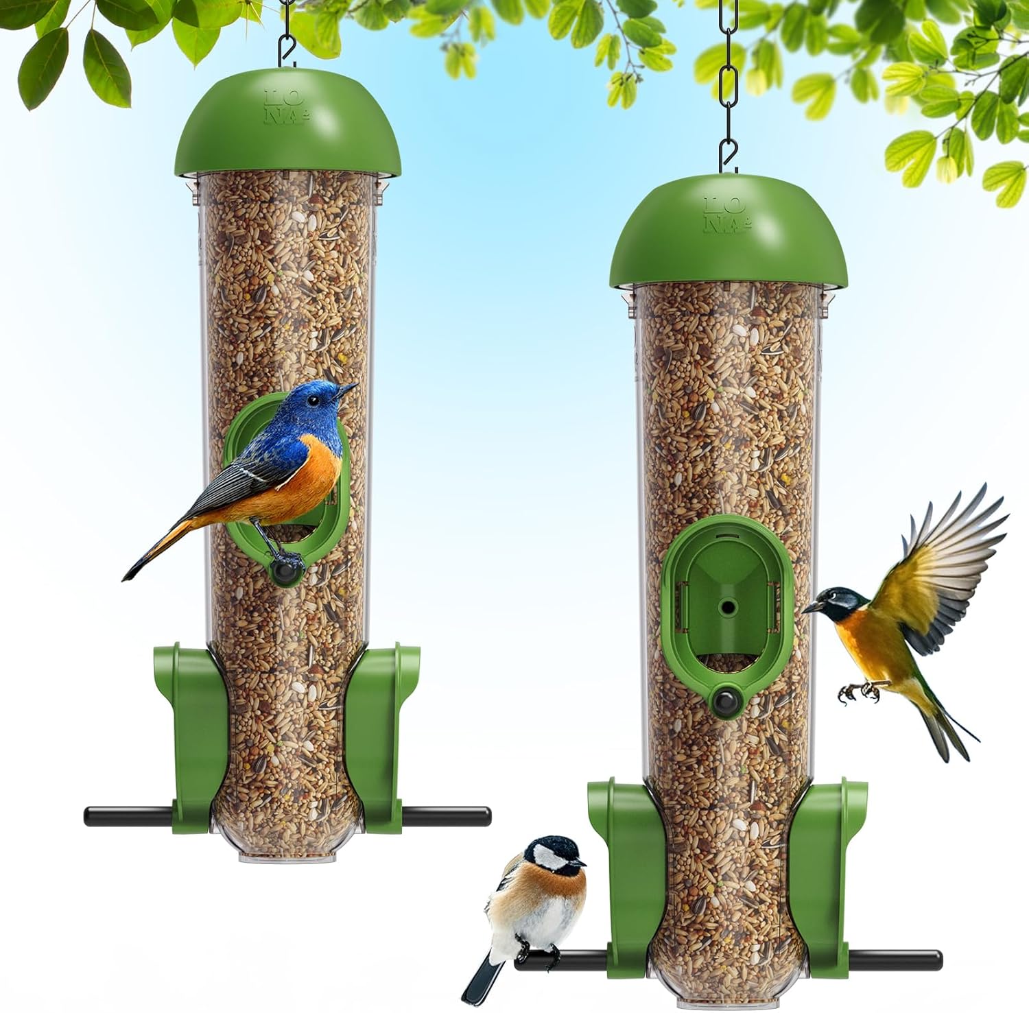 LONA Bird Feeders for Outdoors 2 Pack - Weatherproof Design