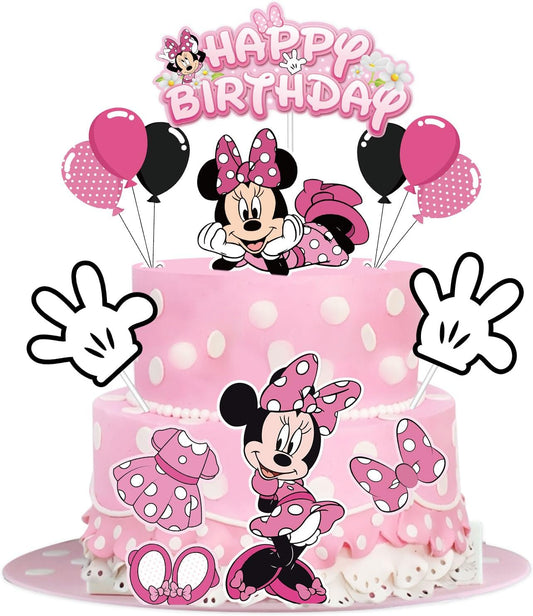 Pink Minnie Cake Topper Set for Girls 1st Birthday Party