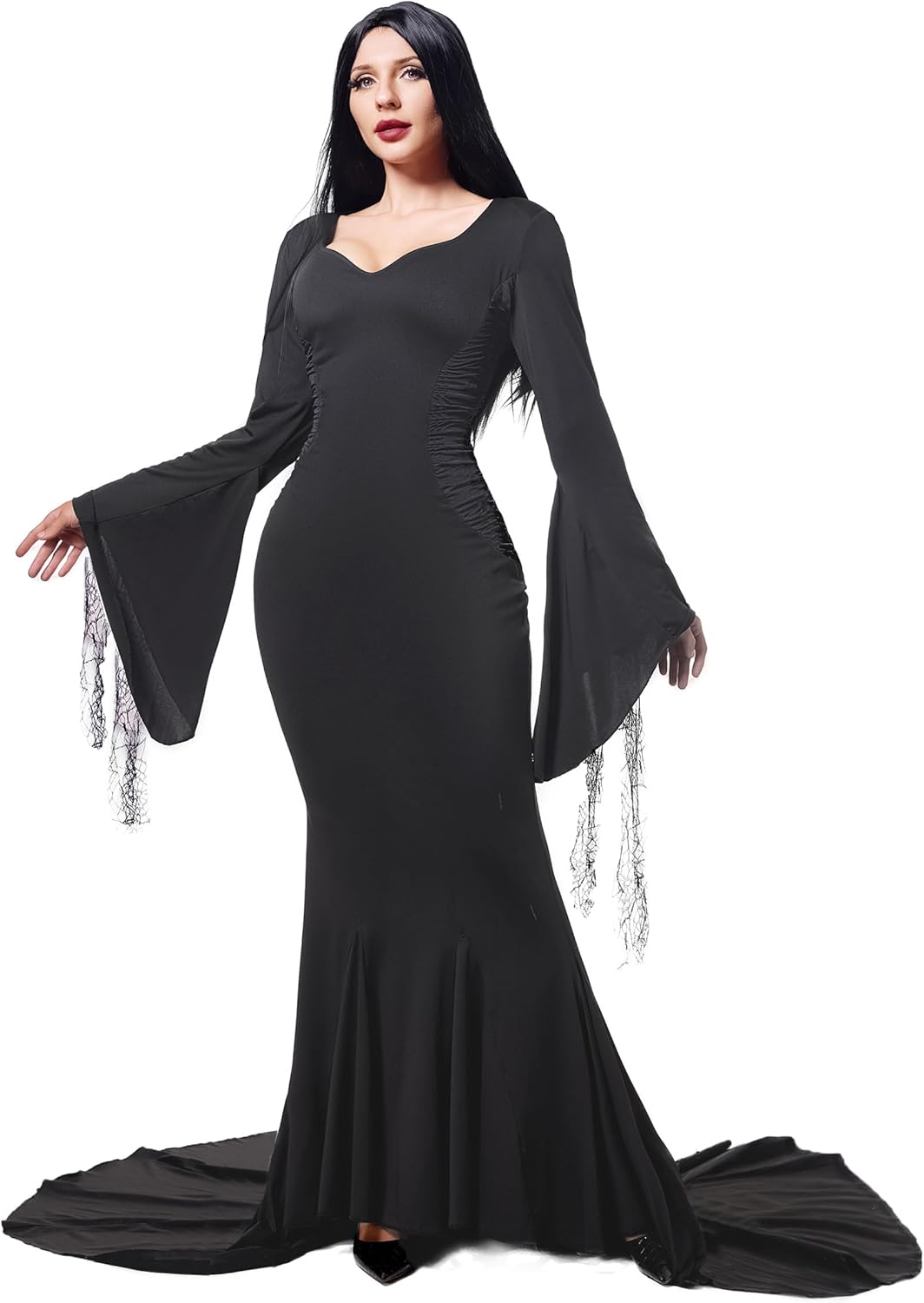 Gothic Witch Maxi Long Dress for Halloween Family Cosplay