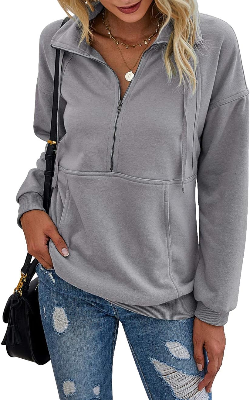 PRETTYGARDEN Women's Casual Long Sleeve Zipper Pullover Tops