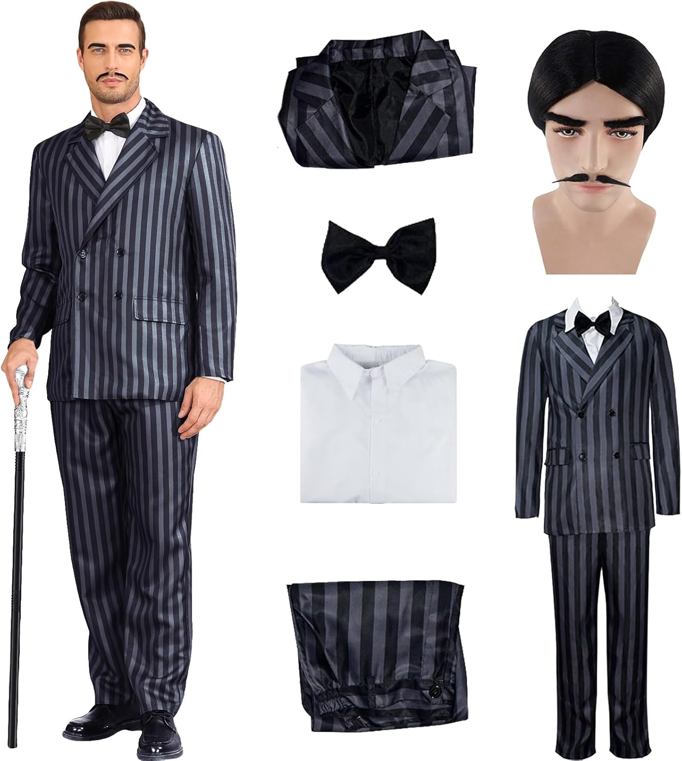 Men's 1920s Gangster Costume Pinstripe Suit for Halloween Fun
