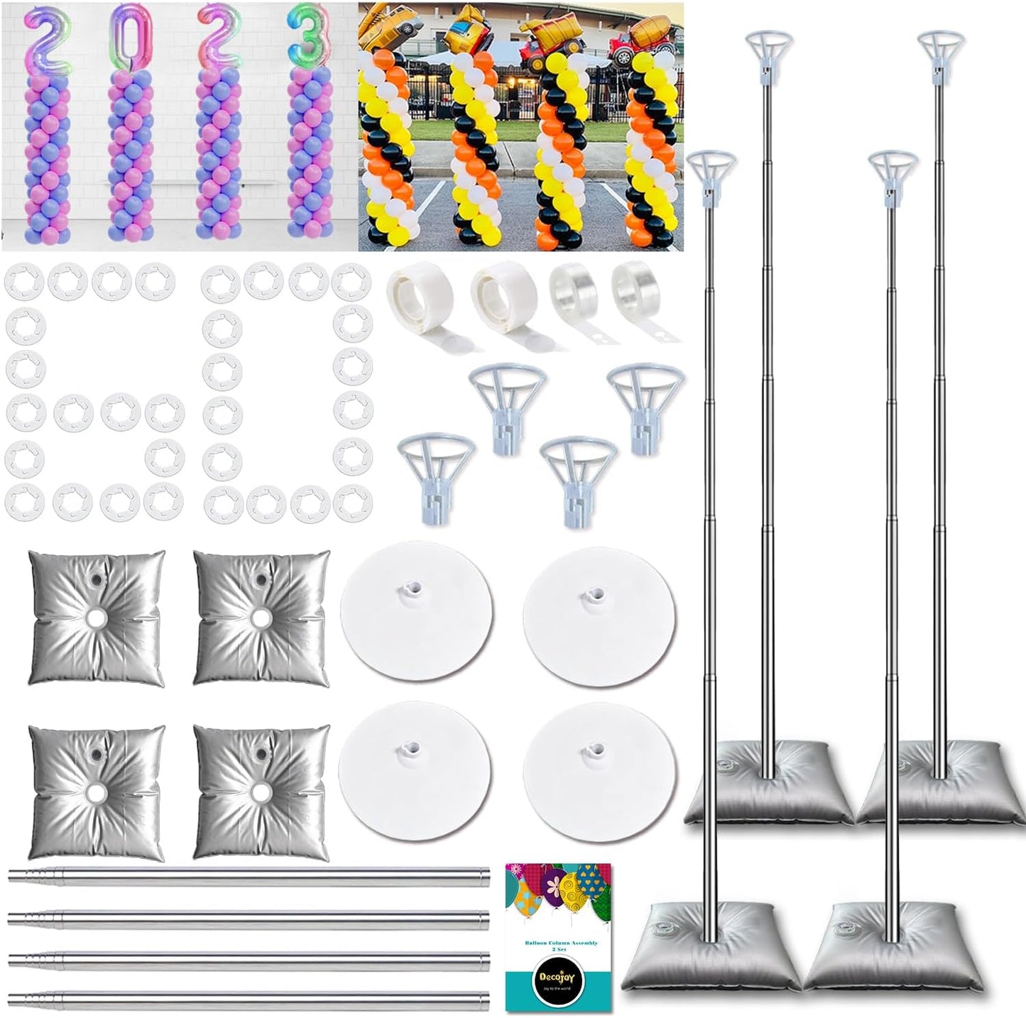 Balloon Columns Stand Set of 4 for Adjustable Height Events