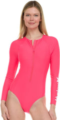 Hurley Long Sleeve Womens One Piece Swimsuits - UPF 50+ Sun Protection