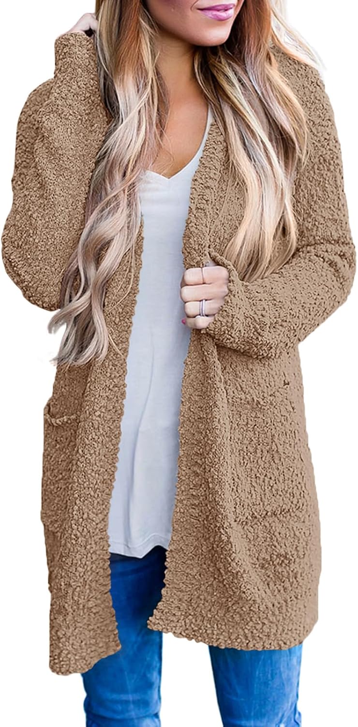 MEROKEETY Women's Long Sleeve Soft Chunky Knit Cardigan Coat