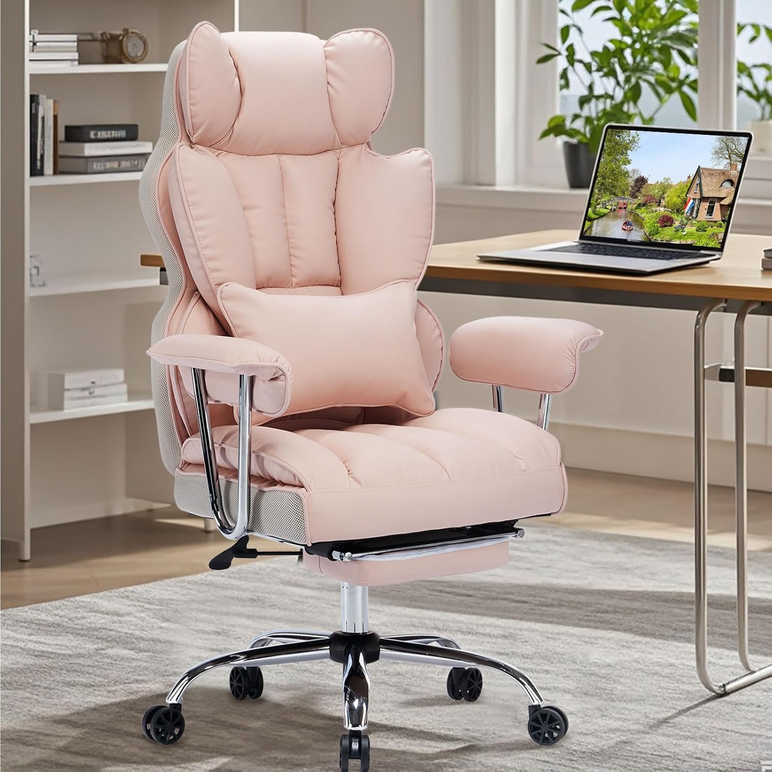 Efomao Big and Tall Office Chair with Foot Rest for Comfort