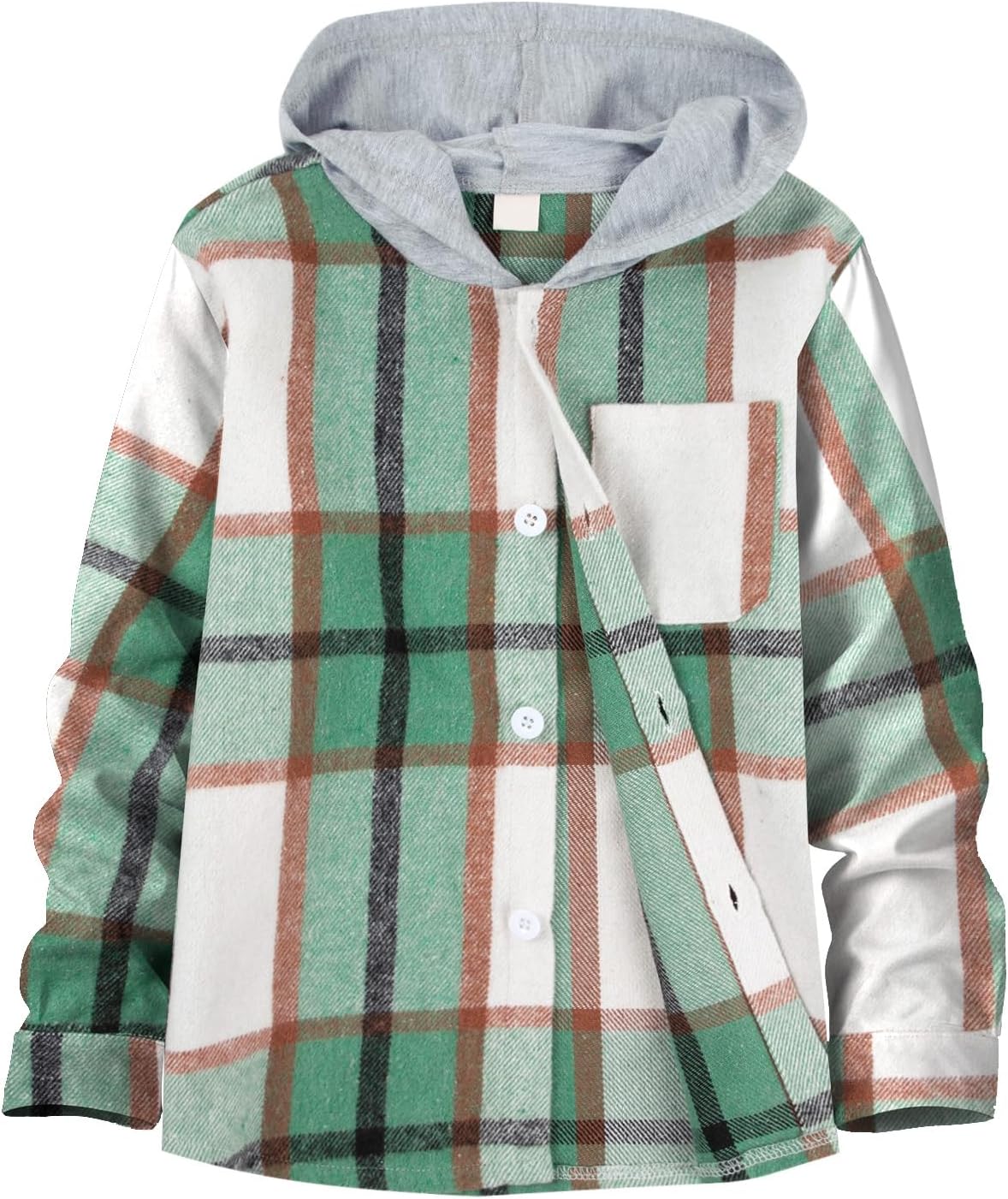 Boys Flannel Shirts Plaid Hoodie for Fall Winter Fashion