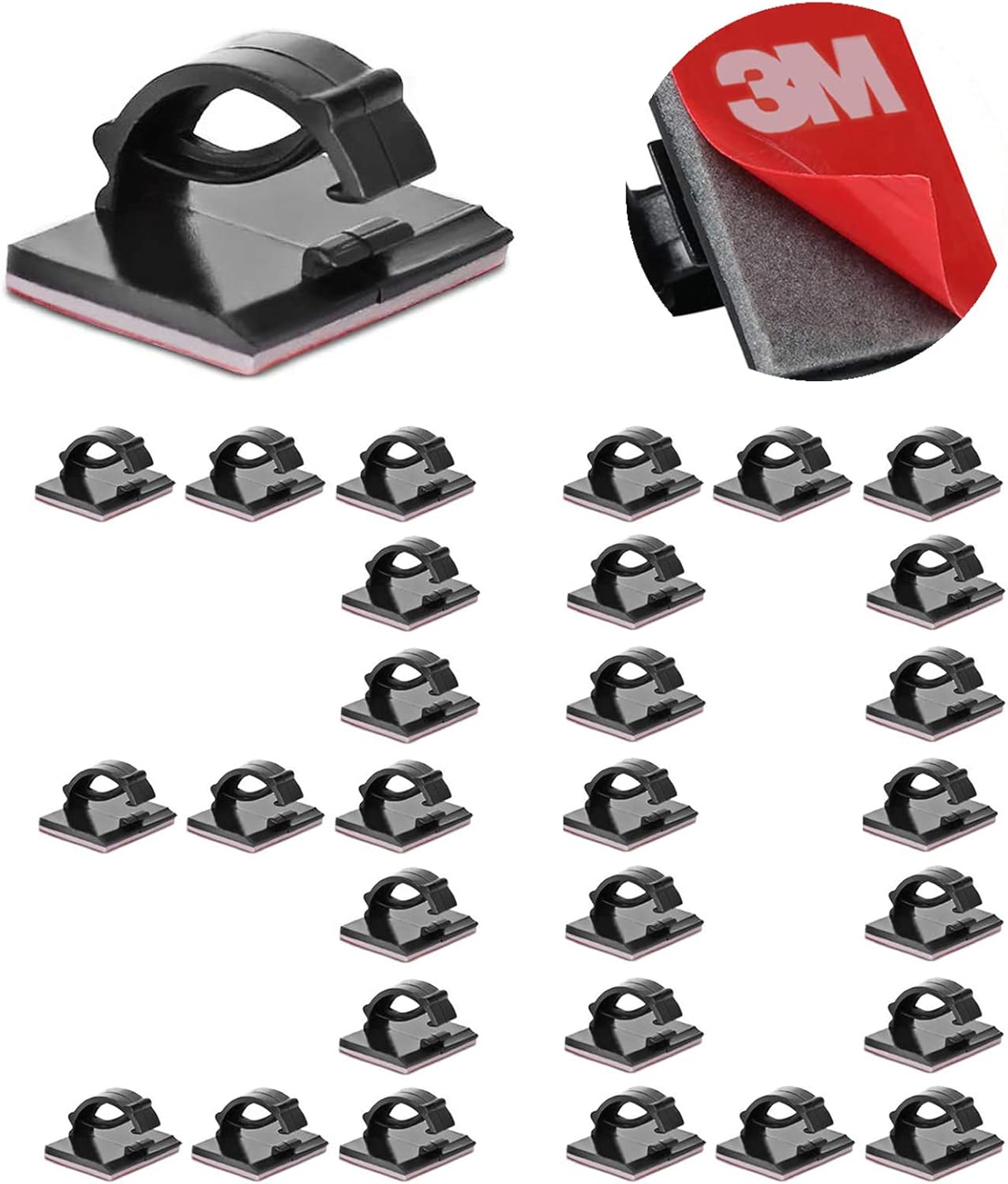 30 Black Cable Clips for Neatly Organized Wires - EtoBesy