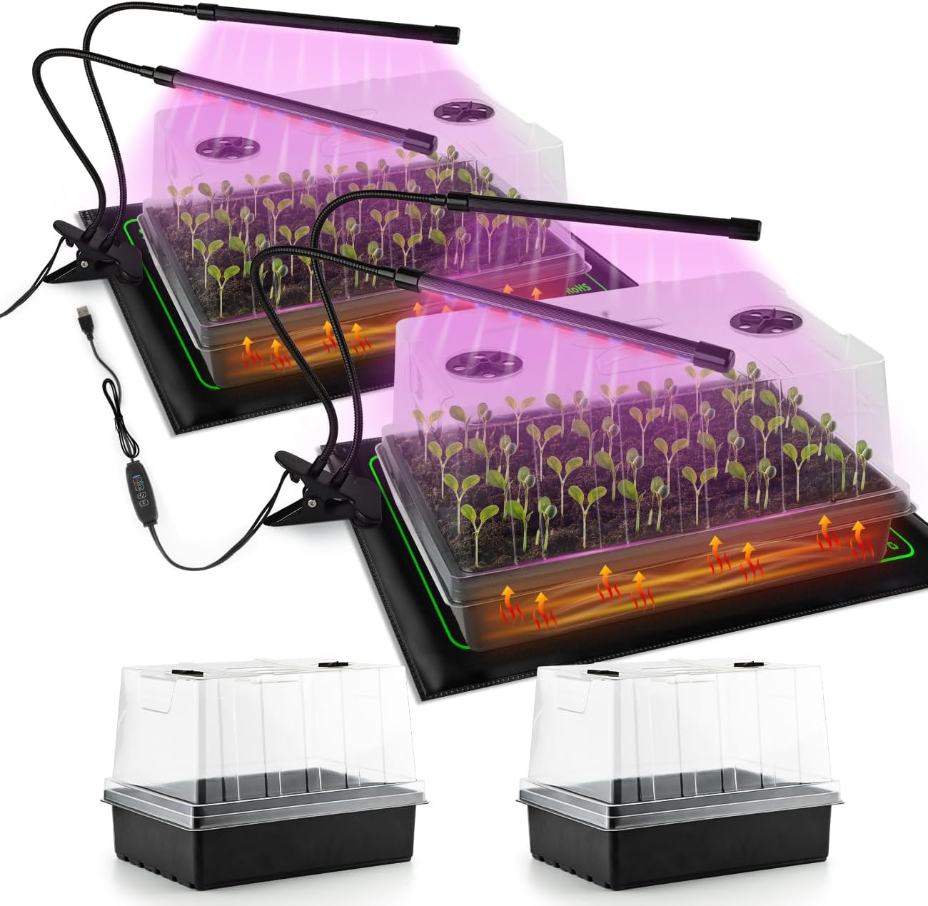 4-Pack Seed Starter Kit with Adjustable Grow Lights for Plants