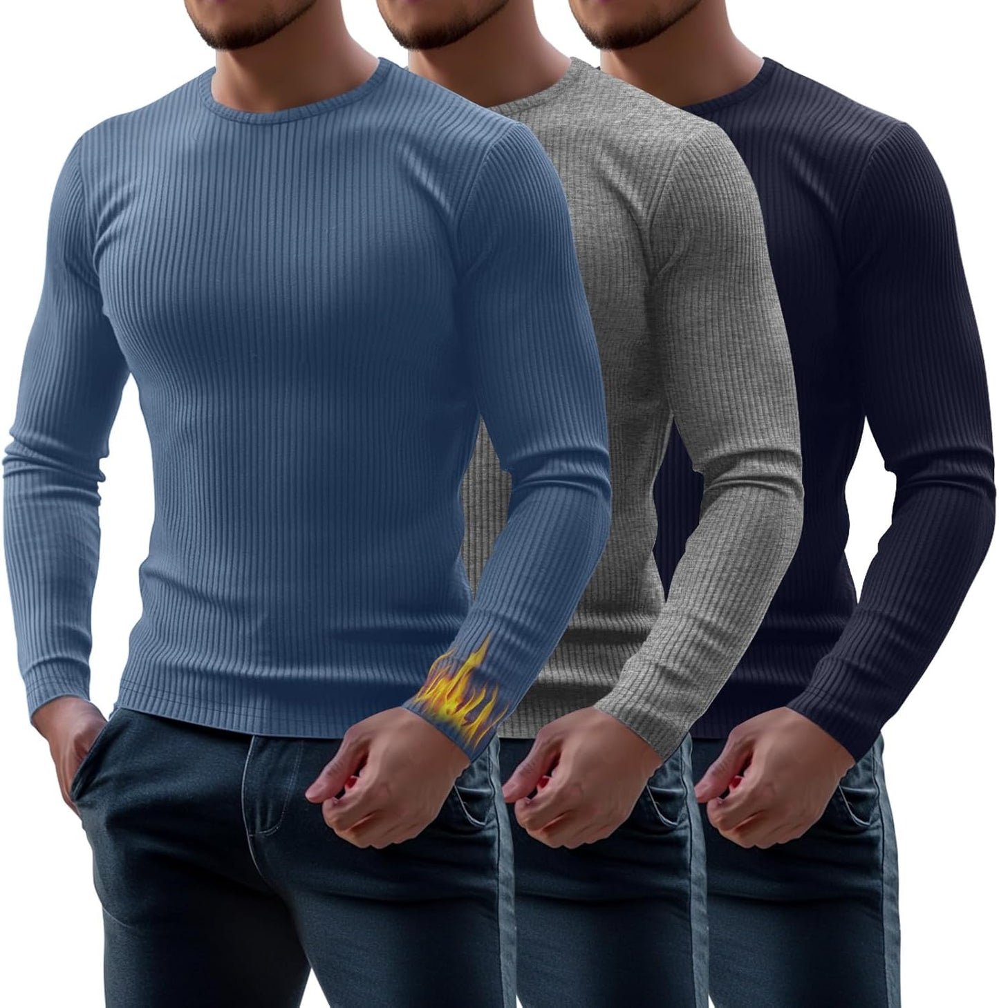 Riyiper Men's Thermal Shirts 3 Pack for Winter Comfort and Style