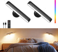 Rechargeable LED Wall Sconces for Bedroom - Dimmable 3-Color RGB