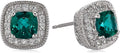 Sterling Silver Cushion Cut Birthstone Halo Stud Earrings - Classic