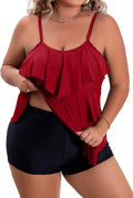 Women Plus Size Tankini Swimsuits Two Piece - Ruffled Tummy Control