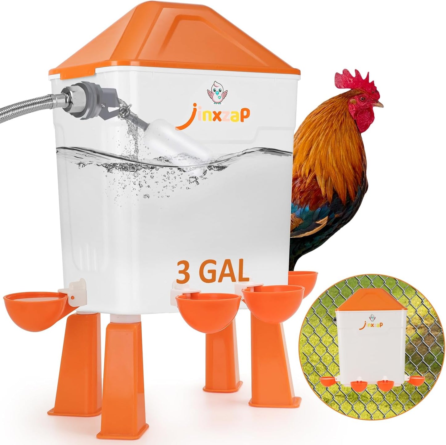 3 Gal Automatic Chicken Waterer with Float Valve for Flocks