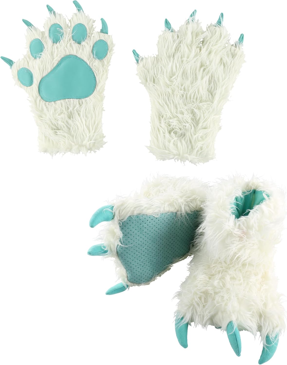 Cute Animal Paw Mittens and Slippers Set for Kids and Adults