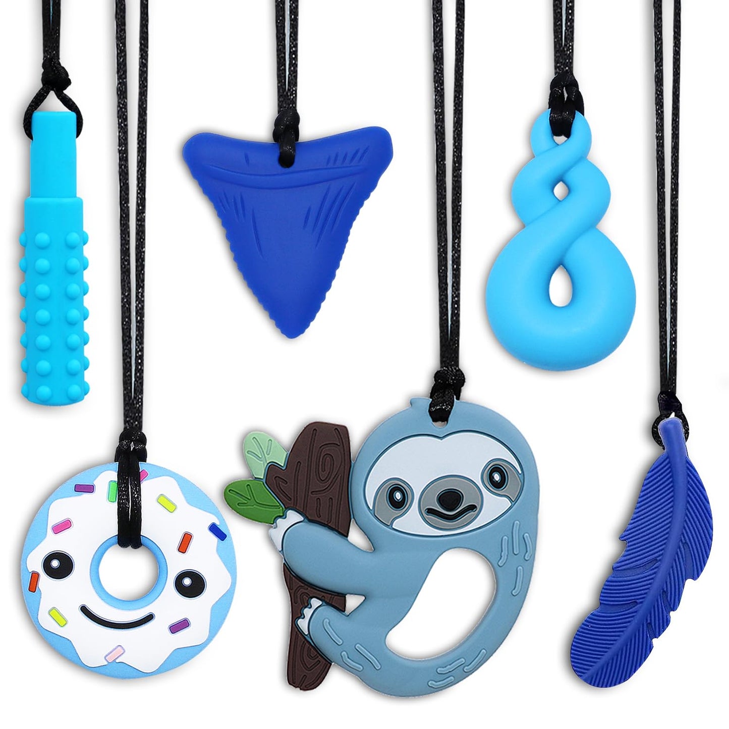 6-Pack Silicone Chew Necklaces - Reduce Chewing & Fidgeting