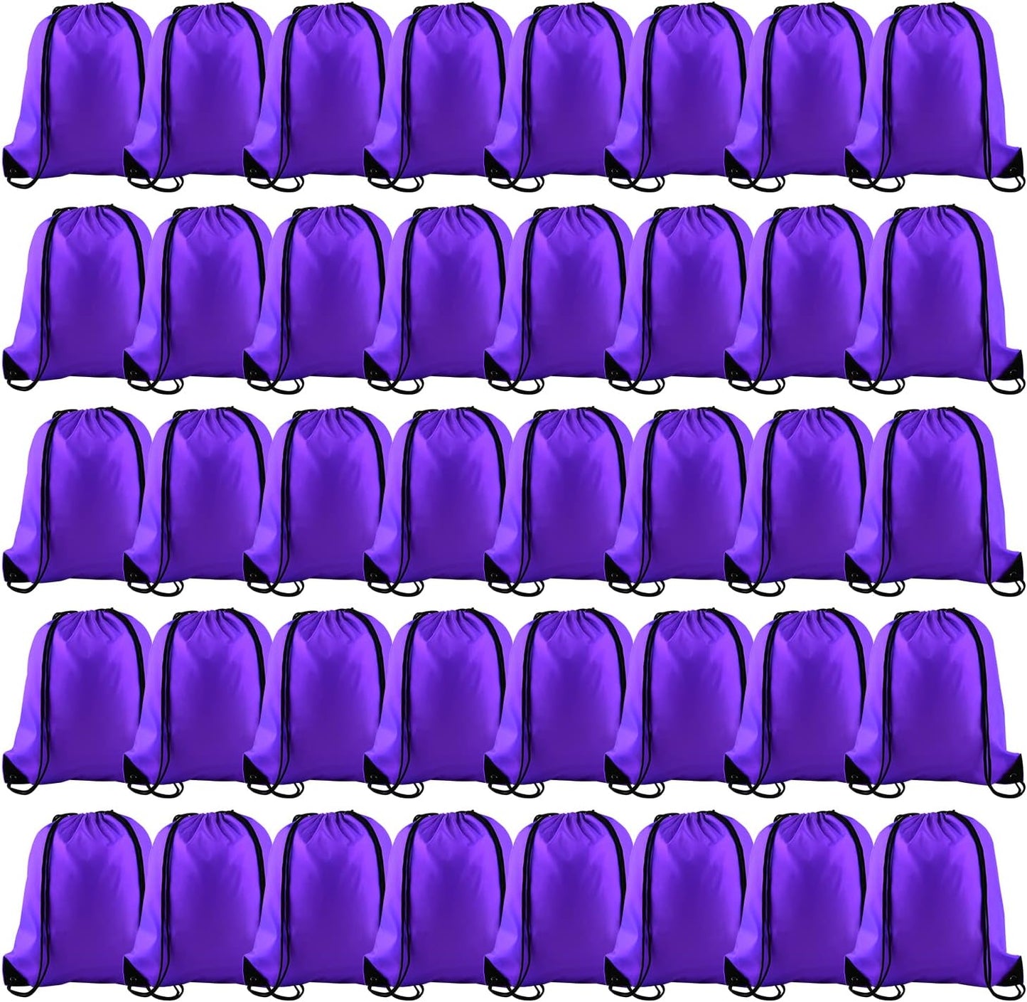 KUUQA 50Pcs Purple Drawstring Backpack for Sports and Travel