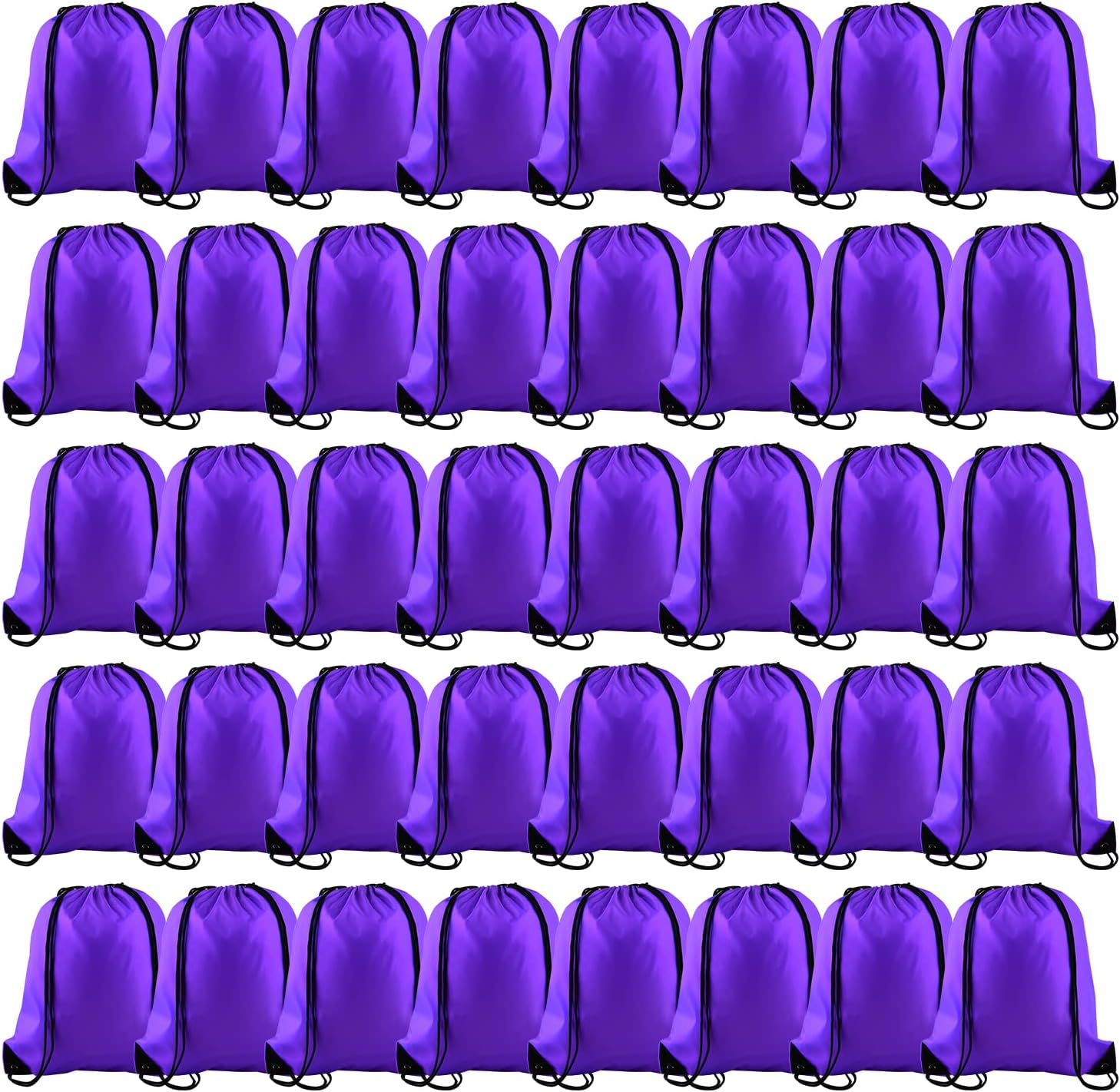 KUUQA 50Pcs Purple Drawstring Backpack for Sports and Travel