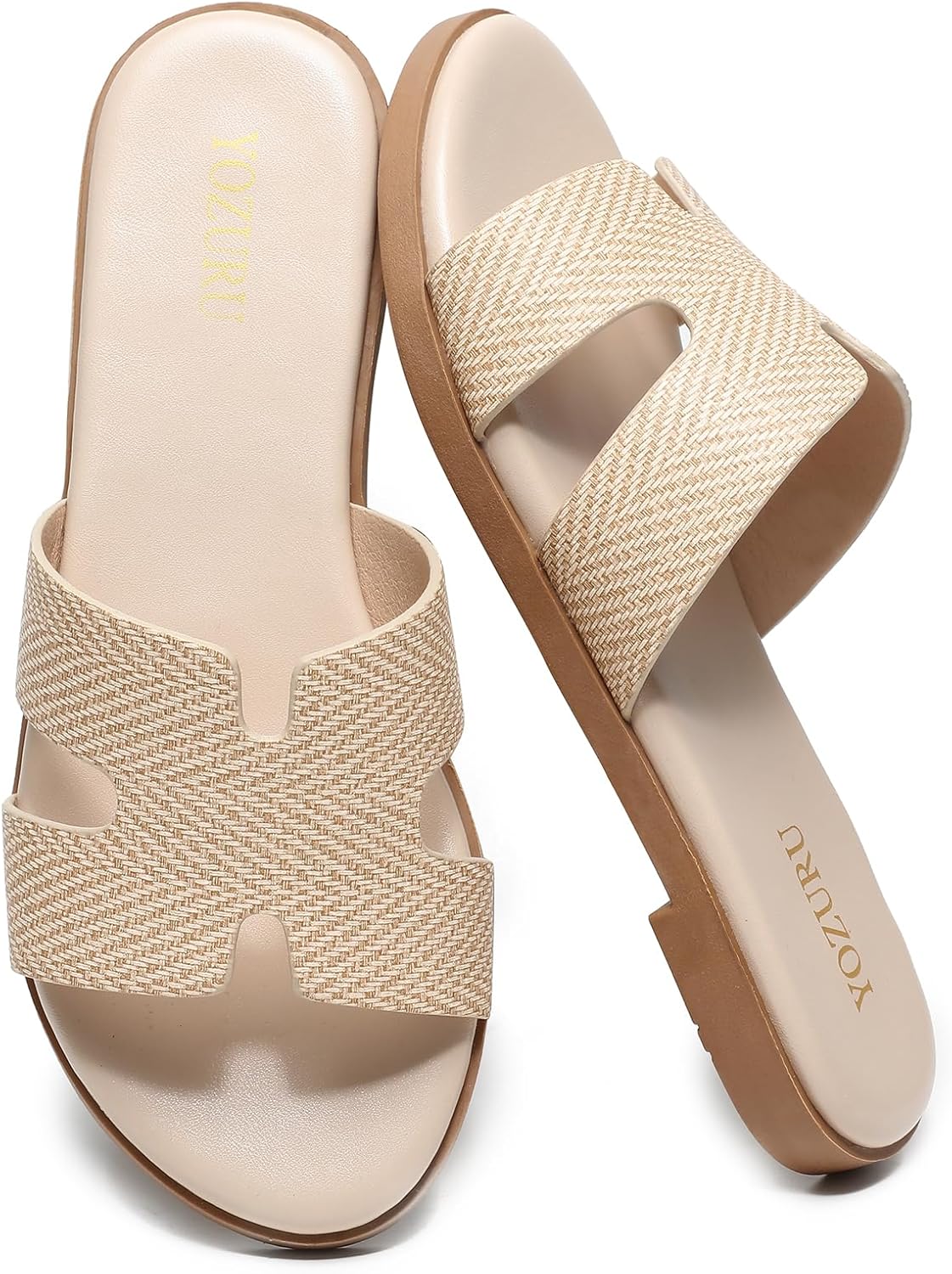 Yozuru Womens Flat Sandals Open Toe Comfortable Casual Slides
