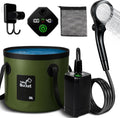 Portable Camping Shower with 6000mAh Pump - Foldable Bucket