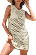 Womens Swimsuit Cover Up Knit Crochet Mini Dress - Summer Beach