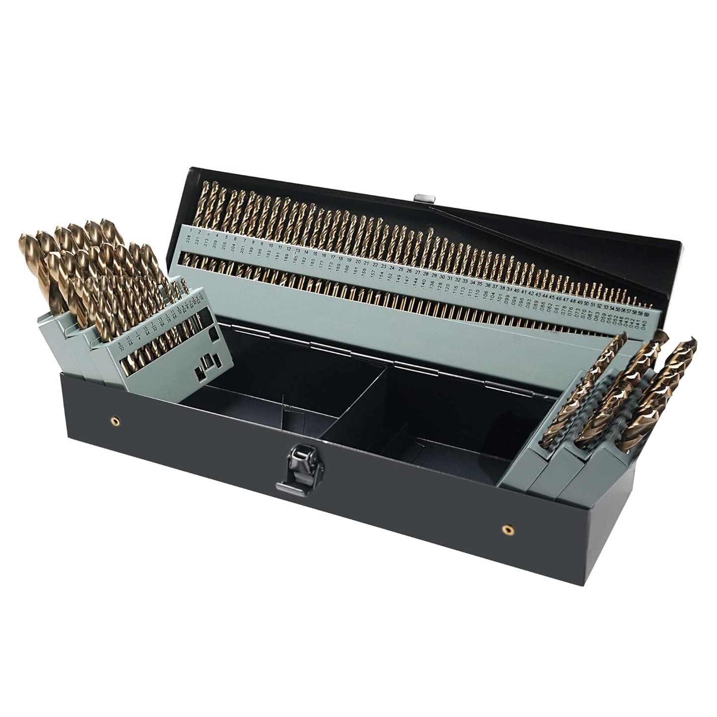 115Pcs Cobalt Drill Bits Set for Metal, Wood, and Plastic