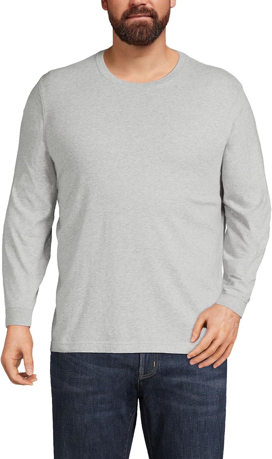 Lands' End Men's Super-T Long Sleeve T-Shirt for Everyday Comfort