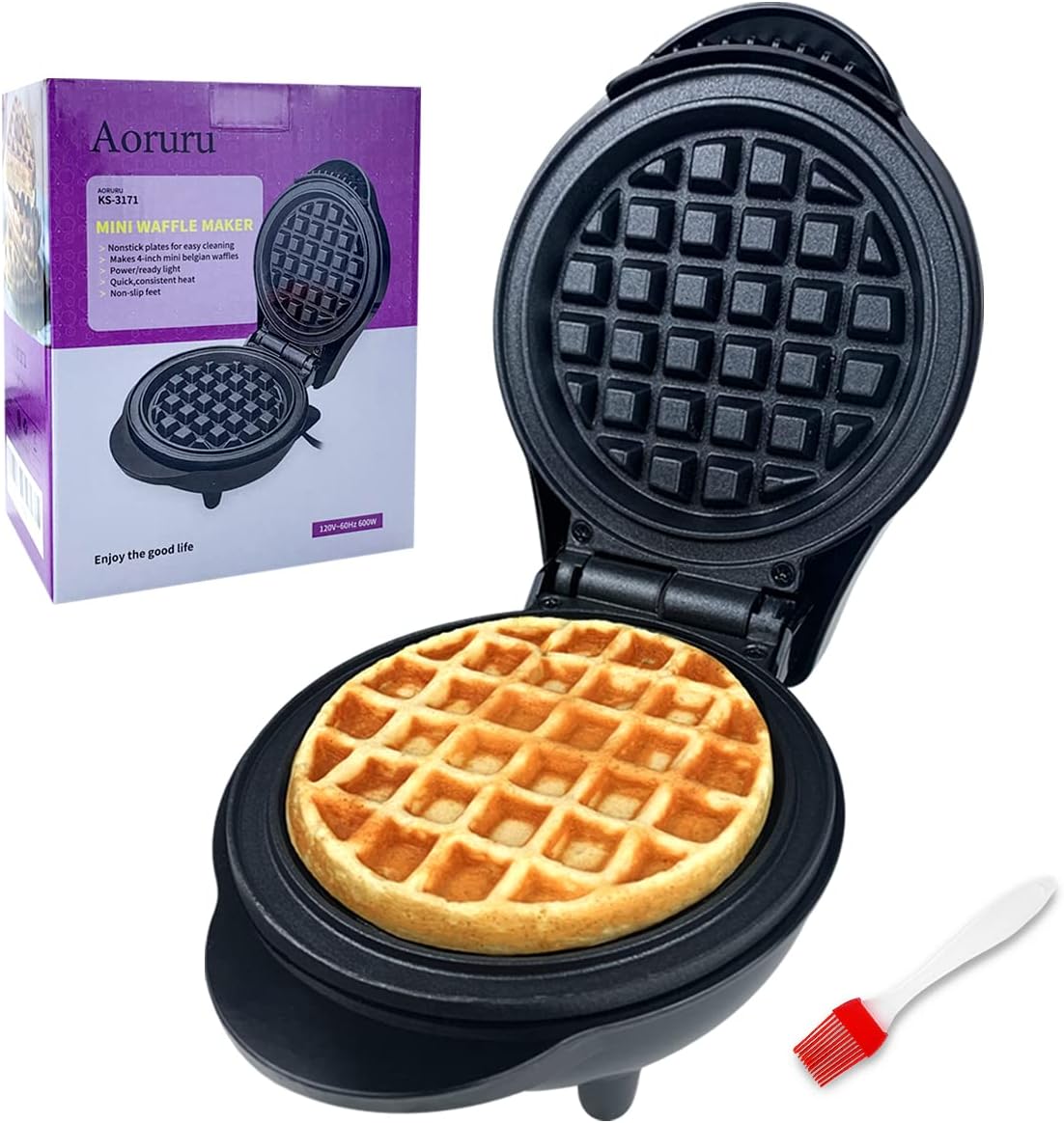600W Mini Nonstick Waffle Maker by Aoruru