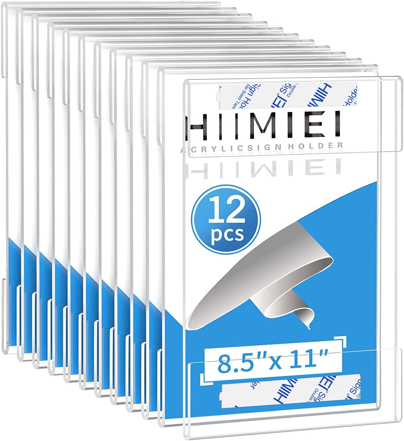 HIIMIEI 12 Pack Clear Acrylic Wall Mount Sign Holder for Displays