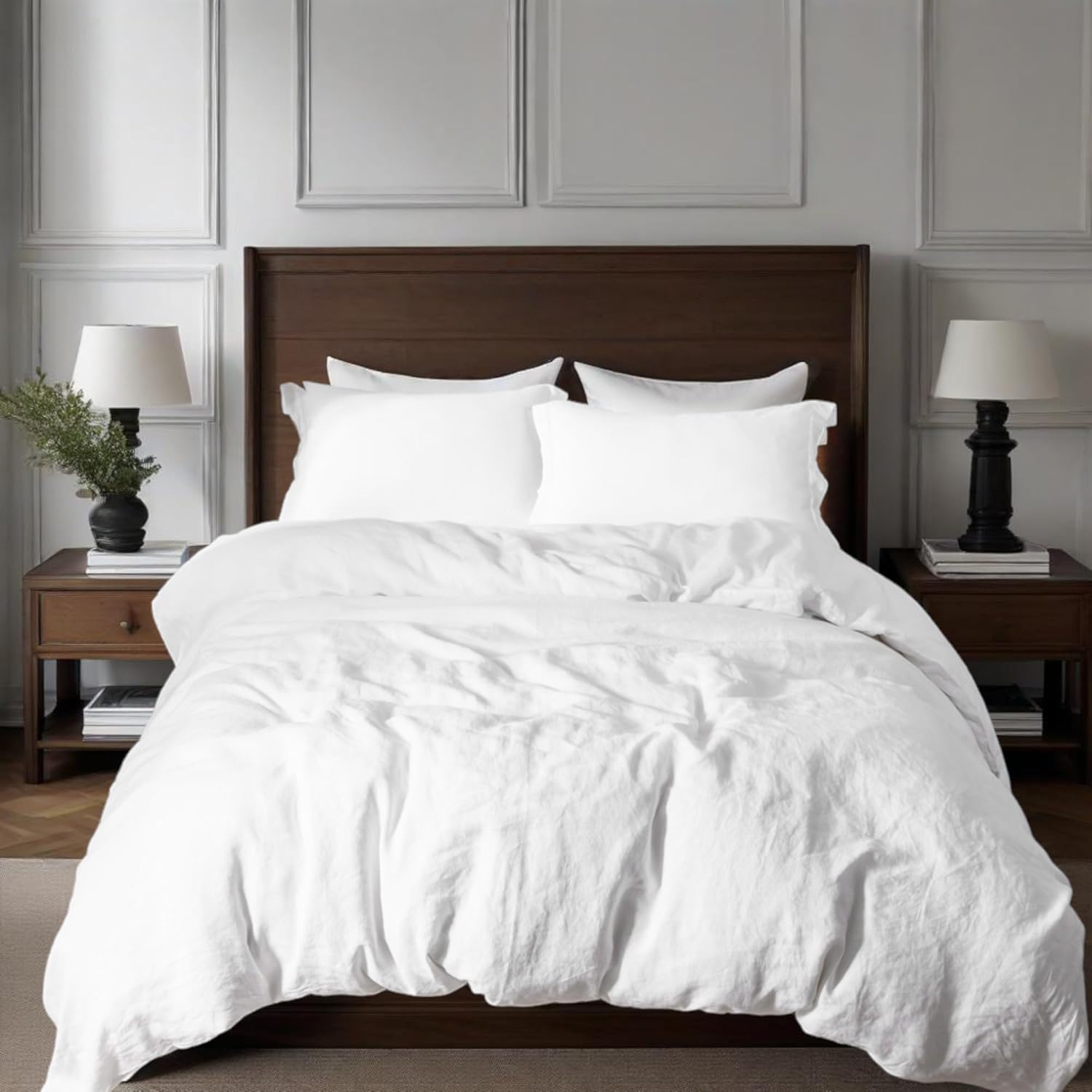 100% Linen Duvet Cover Set for King Size Bedding Comfort