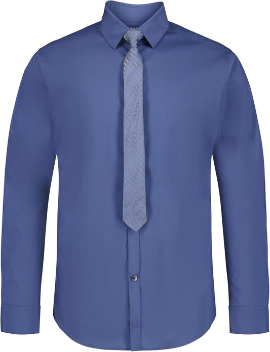Van Heusen Boys Long Sleeve Dress Shirt and Tie Set for Style