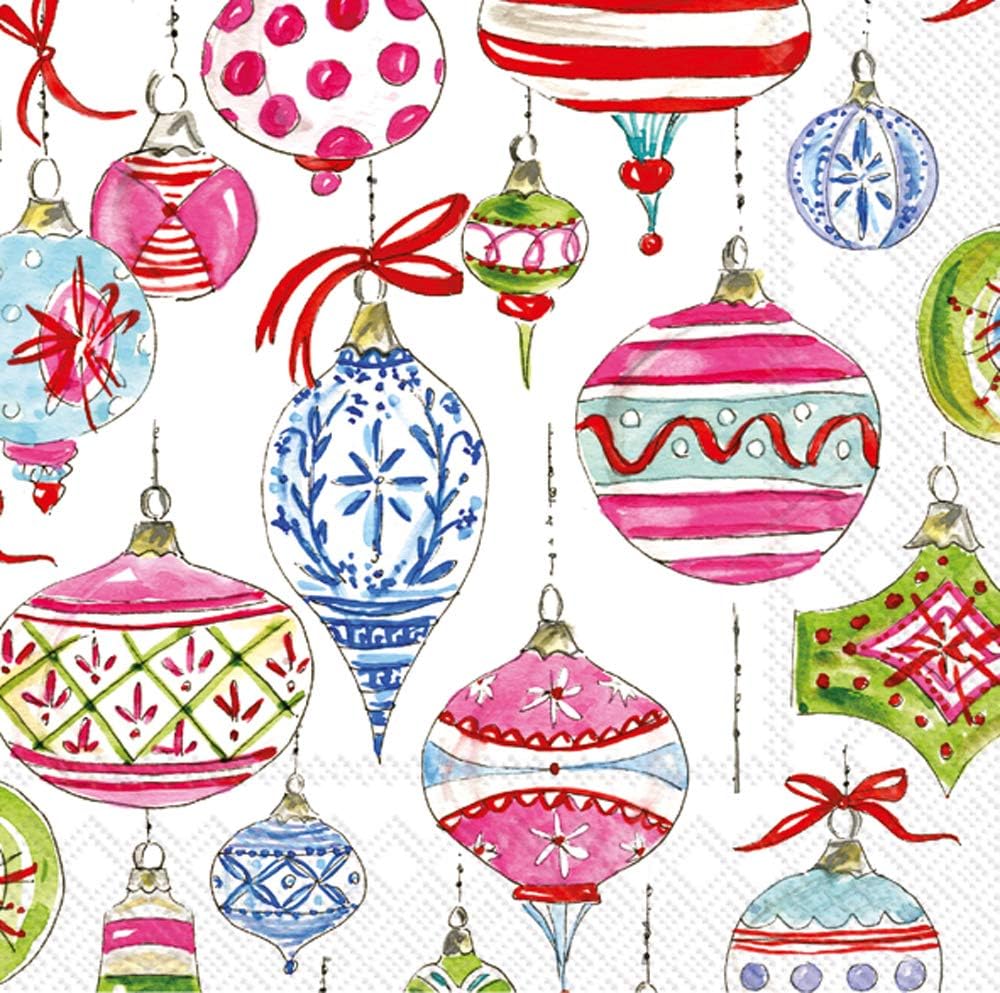 Merry Vintage Ornaments Cocktail Napkins by Boston