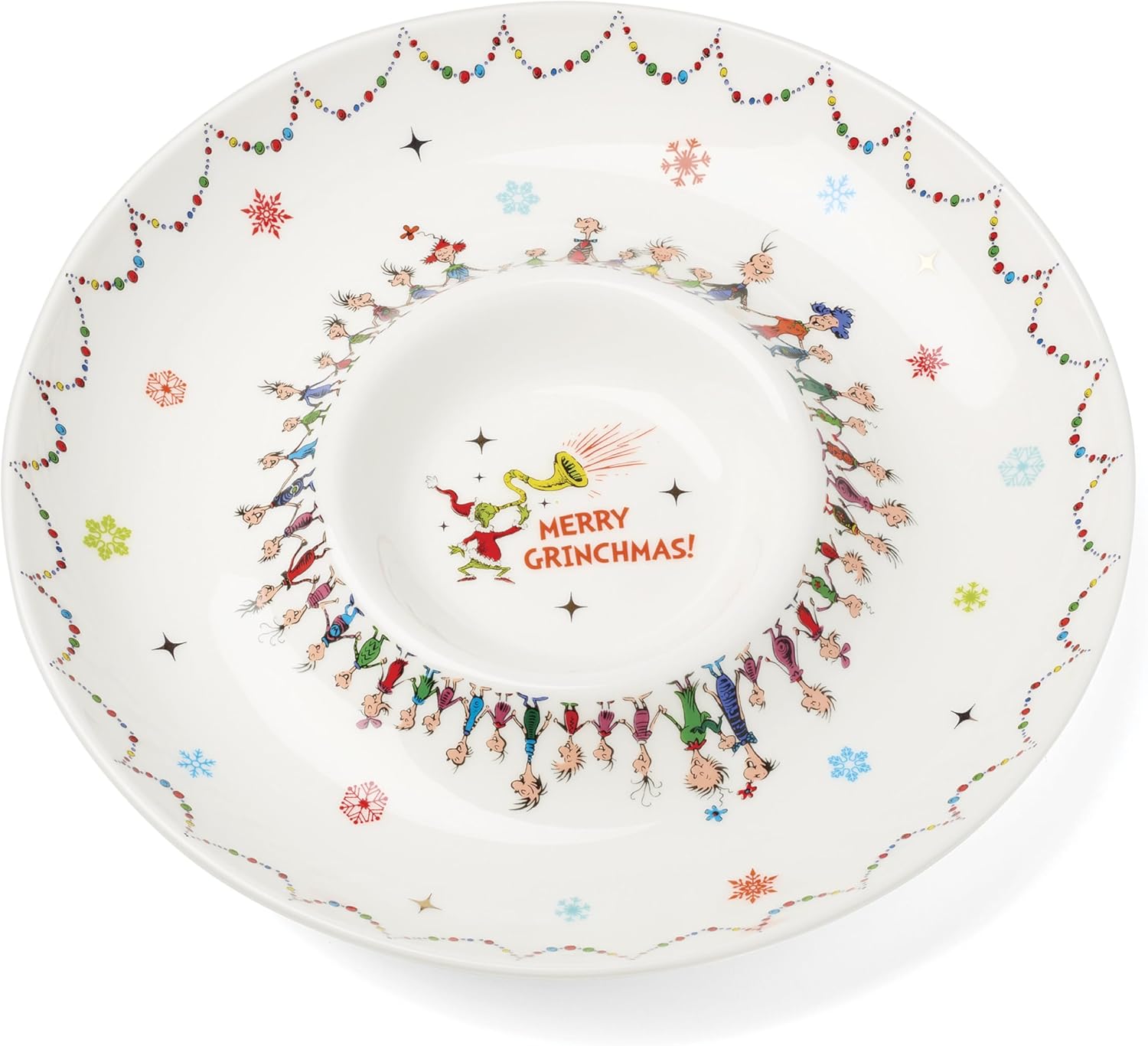 Lenox Merry Grinchmas Chip & Dip Bowl for Festive Serving