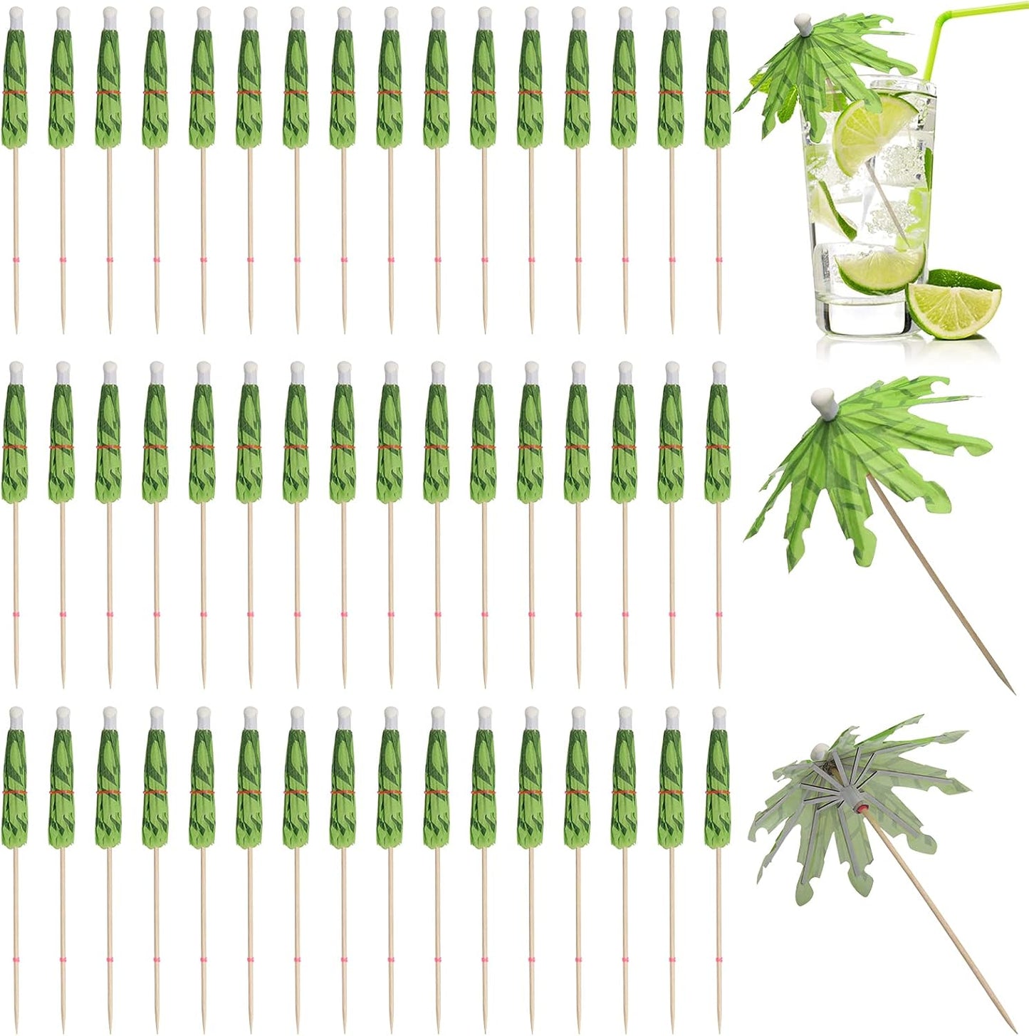 50pcs Tropical Cocktail Umbrella Picks - Vibrant Party Decor