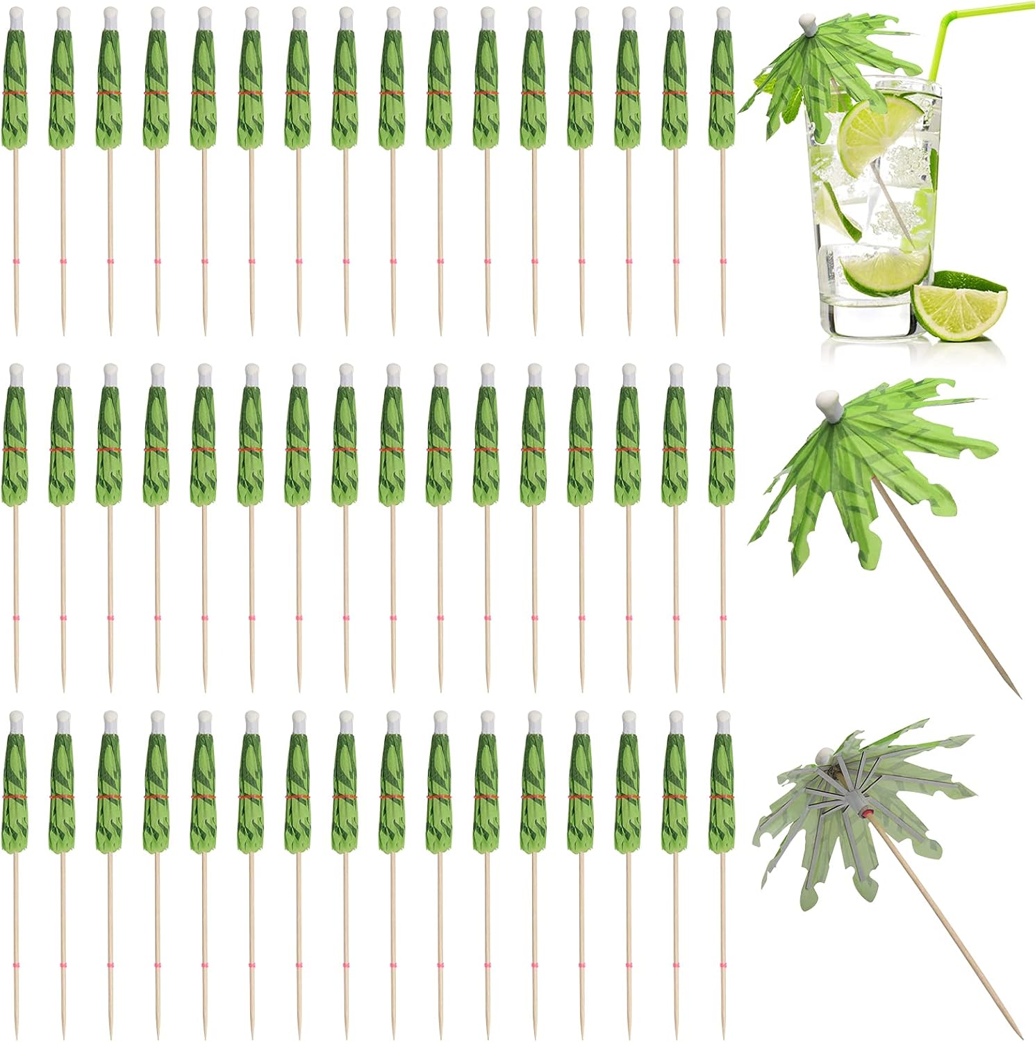 50pcs Tropical Cocktail Umbrella Picks - Vibrant Party Decor