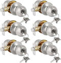 HOSOM Door Knob with Lock and Key, 6 Pack Keyed Entry - Satin Nickel