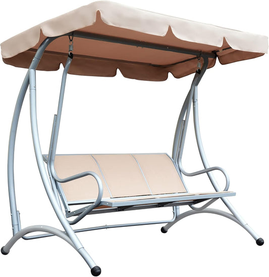 Outsunny 3-Seat Outdoor Porch Swing Chair with Canopy