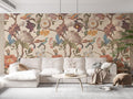 Floral Peel and Stick Wall Mural Beige Flower Wallpaper - Vintage