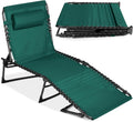 Forest Green Patio Chaise Lounge Chair Folding Recliner - 300 lb