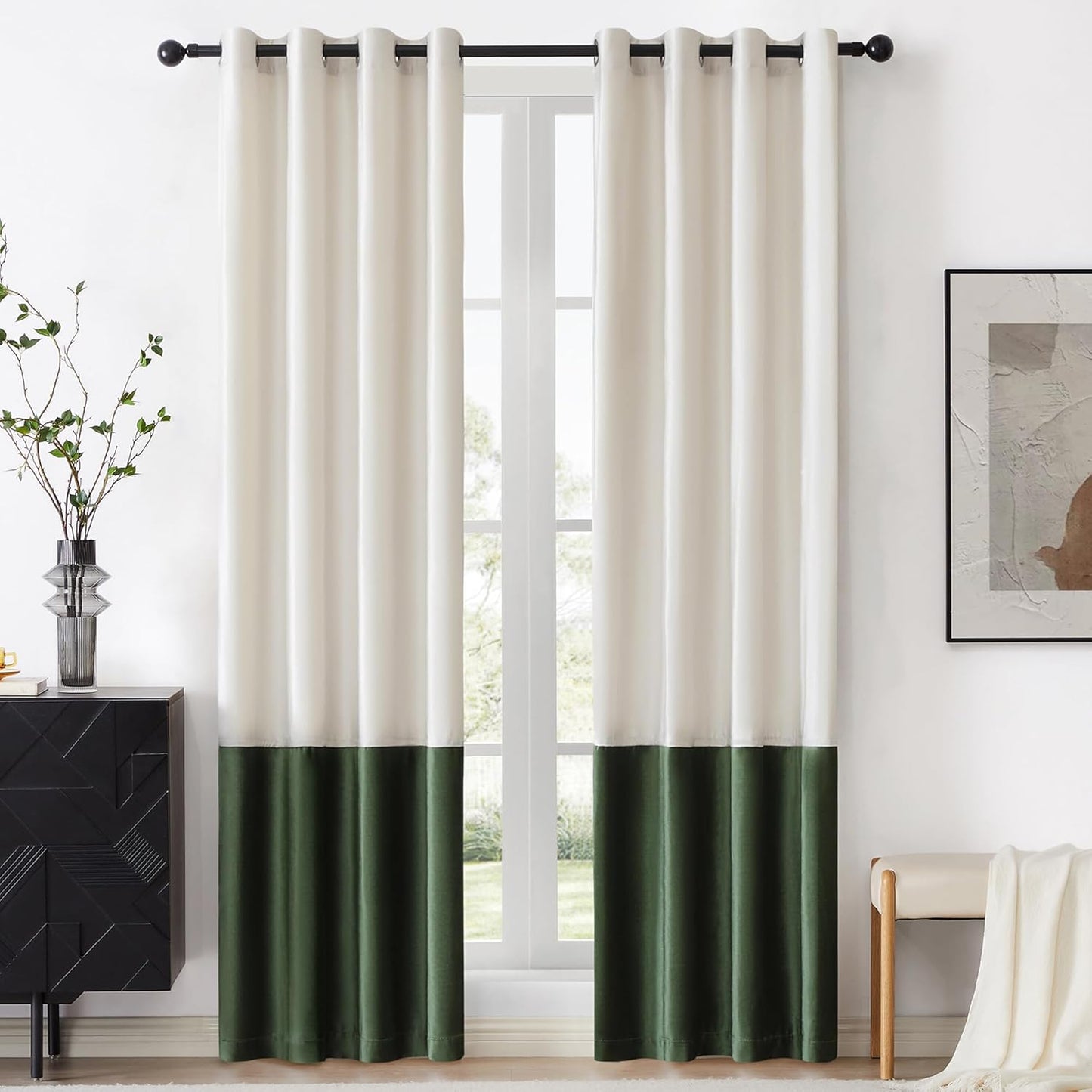 BULBUL Color Block Window Curtains Panels for Darkening Treatment