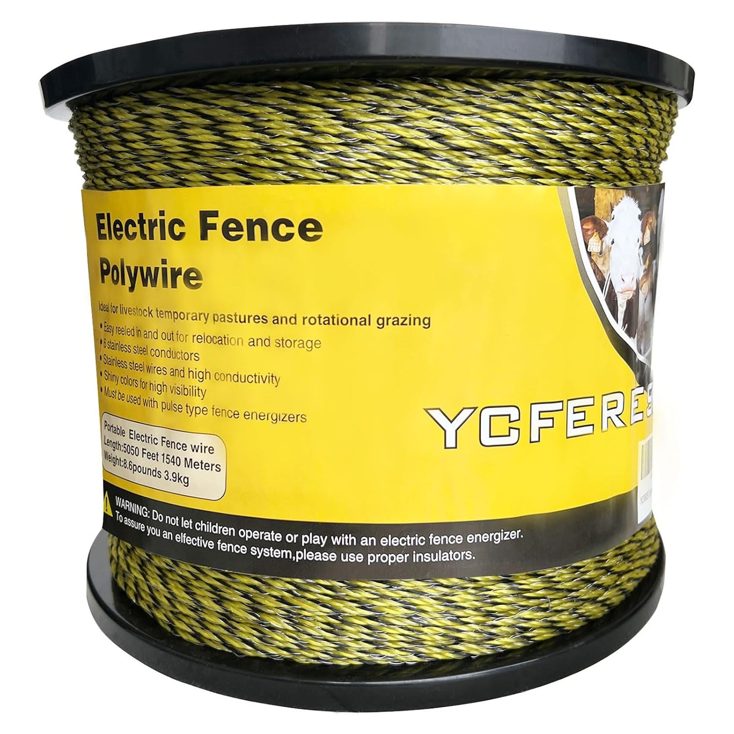 Electric Fence Polywire 5050 Feet with 6 Stainless Steel Strands