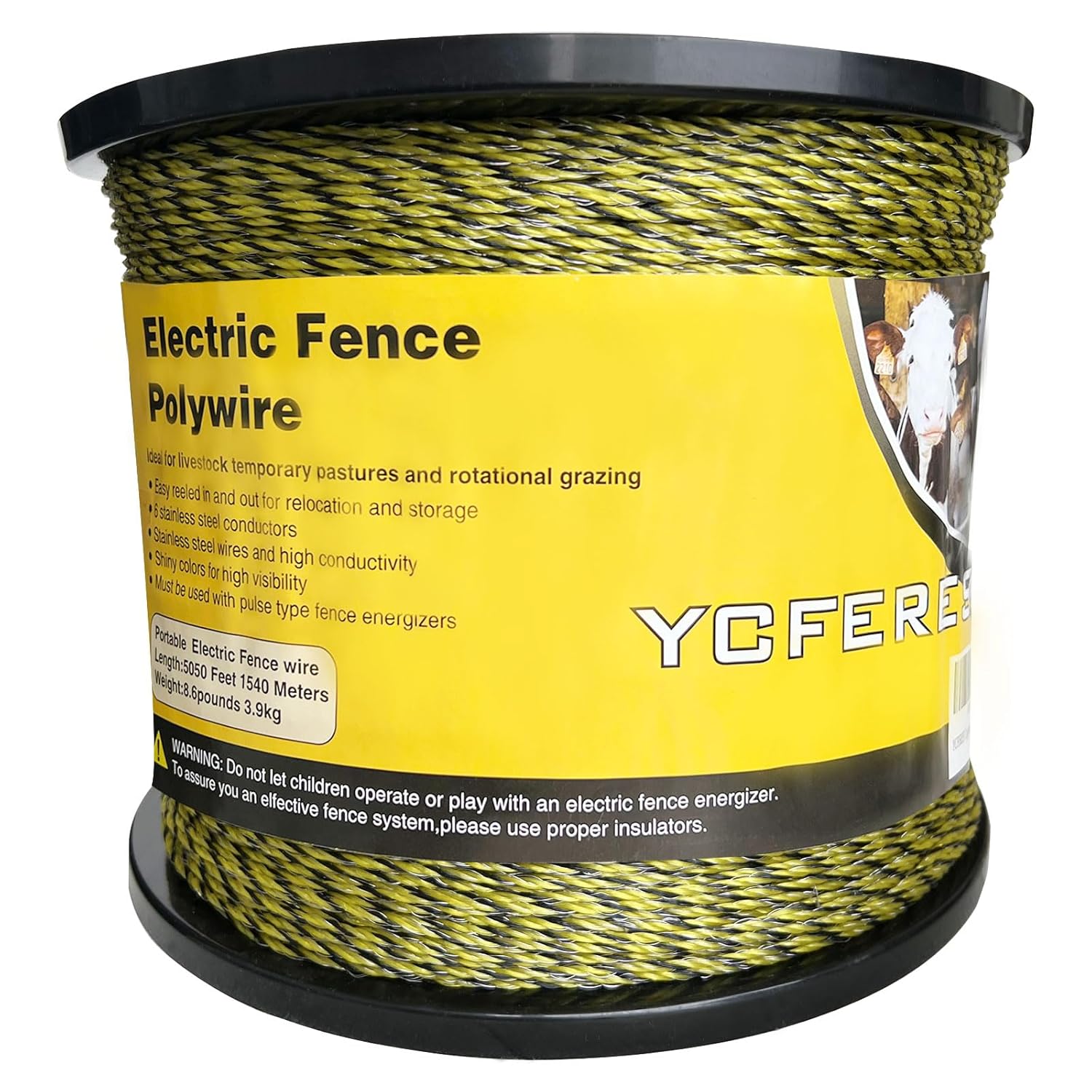 Electric Fence Polywire 5050 Feet with 6 Stainless Steel Strands