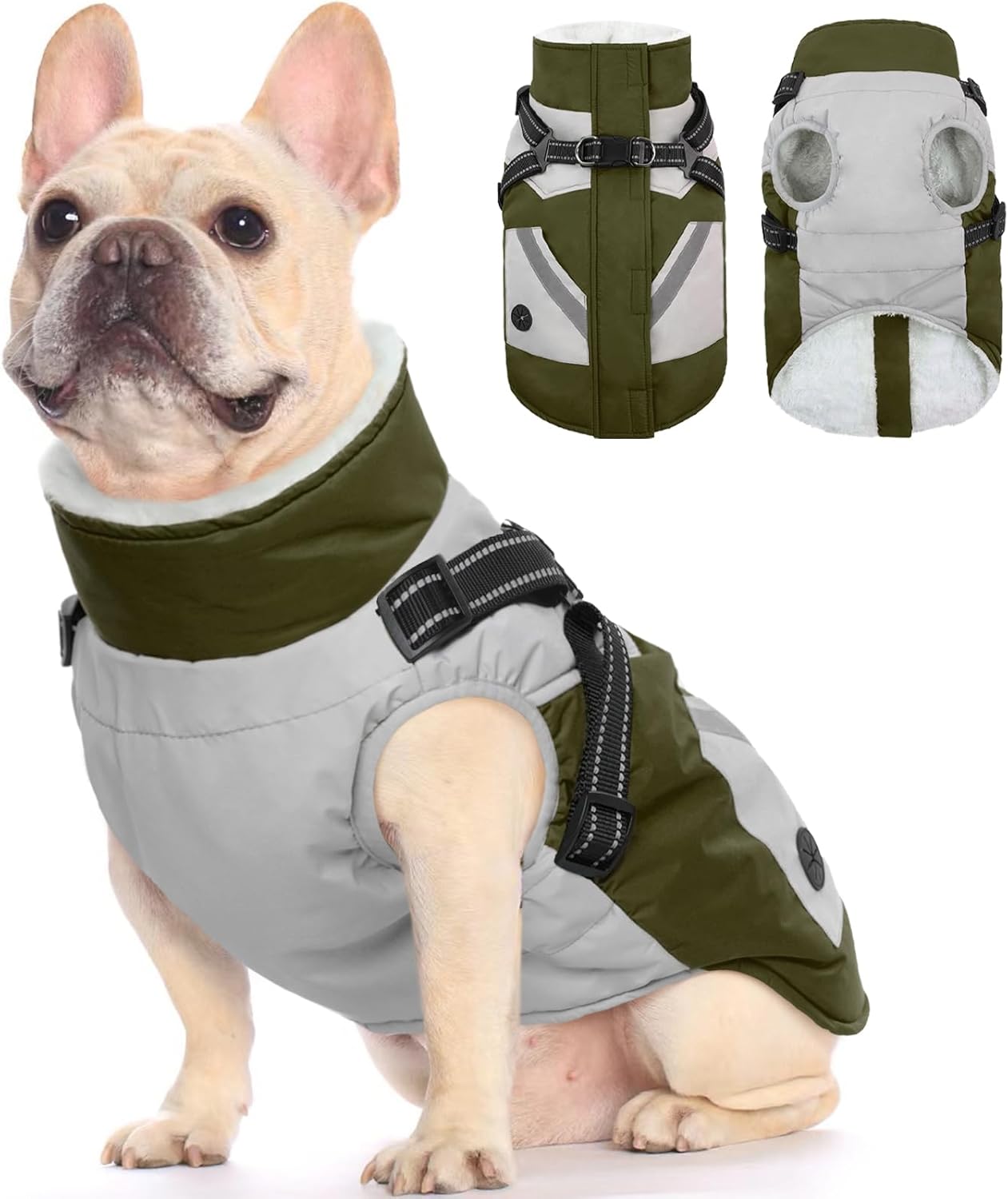 FUAMEY Dog Winter Jackets for Medium Dogs with Built-in Harness