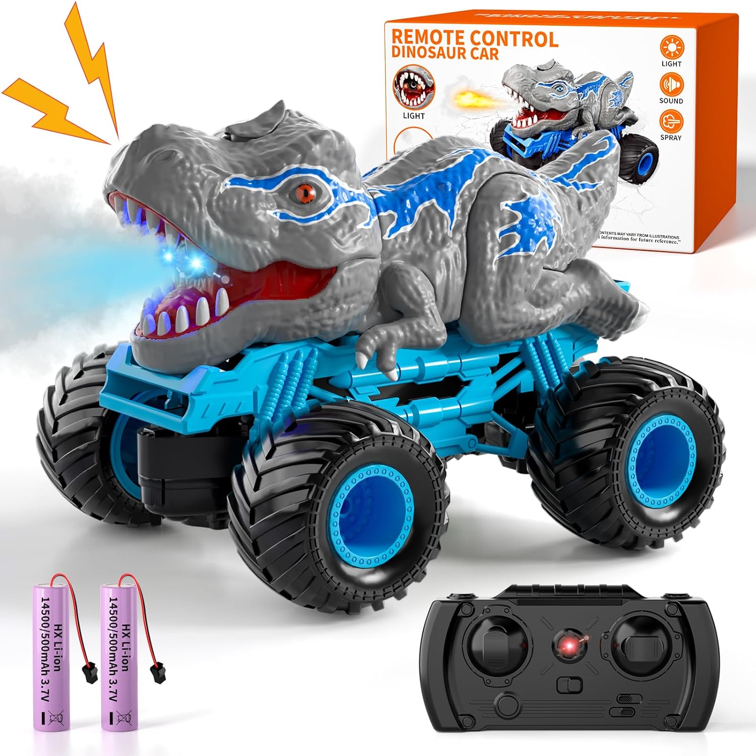 Remote Control Dinosaur Car for Kids with Light & Sound Features