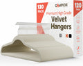 Ivory Velvet Hangers 120 Pack - Space Saving Non-Slip Closet Hangers