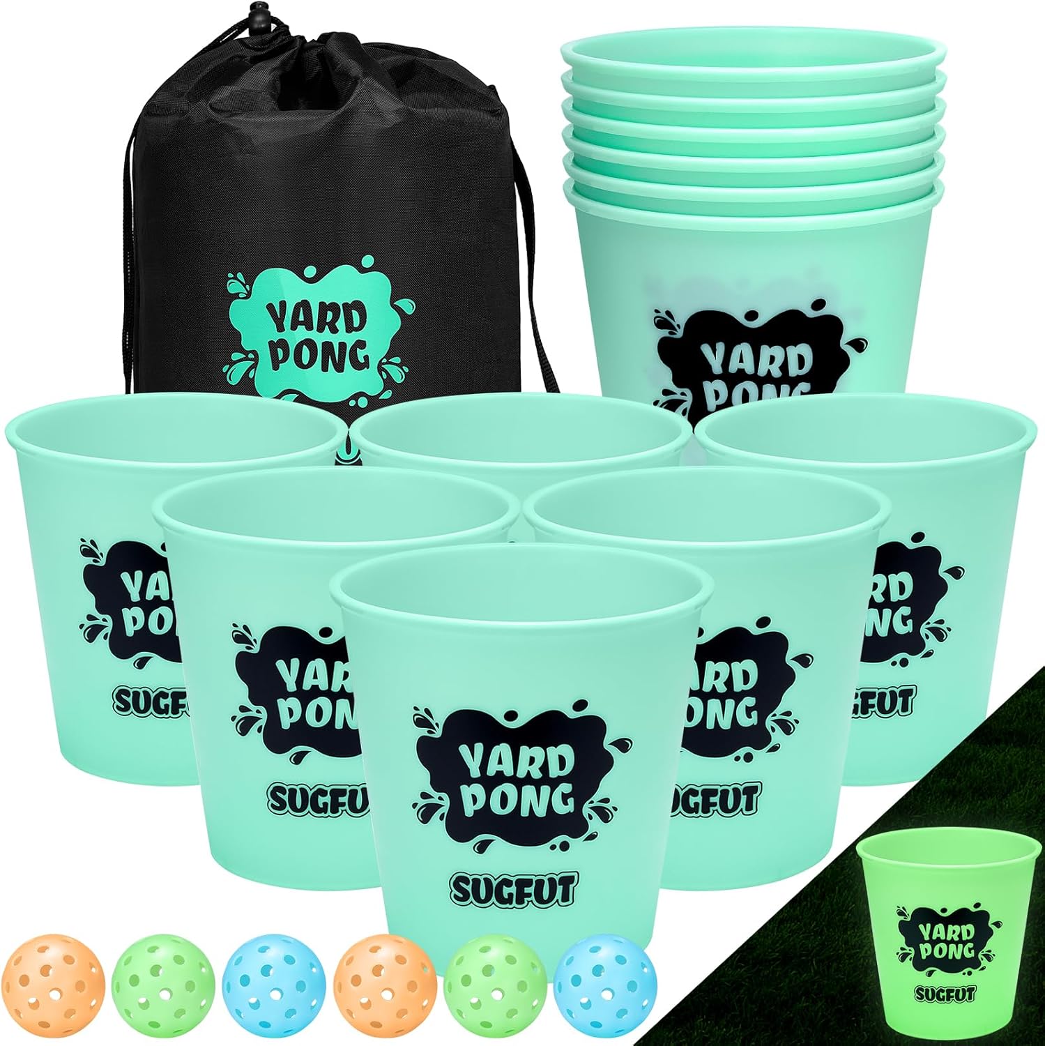 Yard Pong Outdoor Games Glow in Dark Set for Family Fun