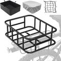 Bike Basket Rear Rack Bicycle Basket with Liner and Cargo Net - Heavy