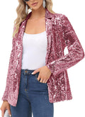 Women's Sequin Blazer Jacket Open Front - Sparkly Long Sleeve